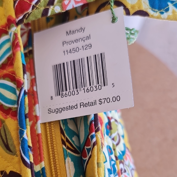 Vera Bradley Yellow and Blue Paisley Tote Bag - Picture 4 of 6